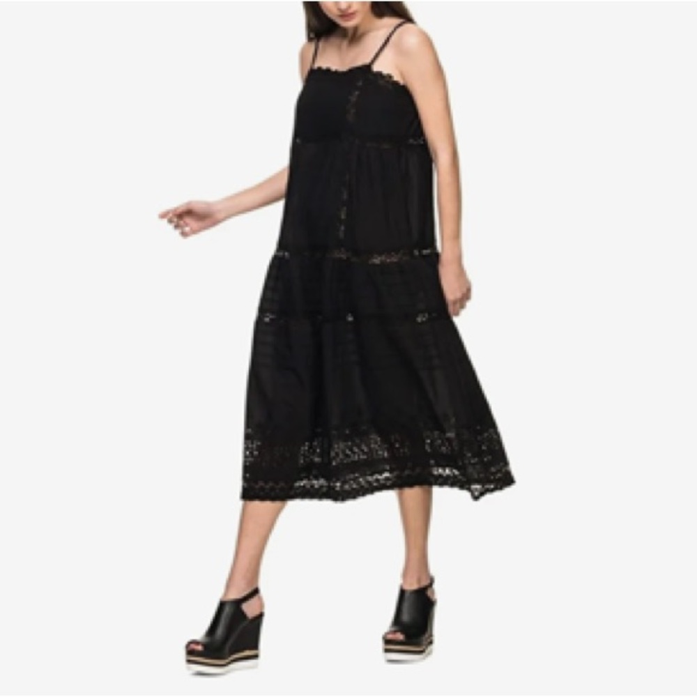 Free people boho long maxi dress black sz S - Picture 2 of 8